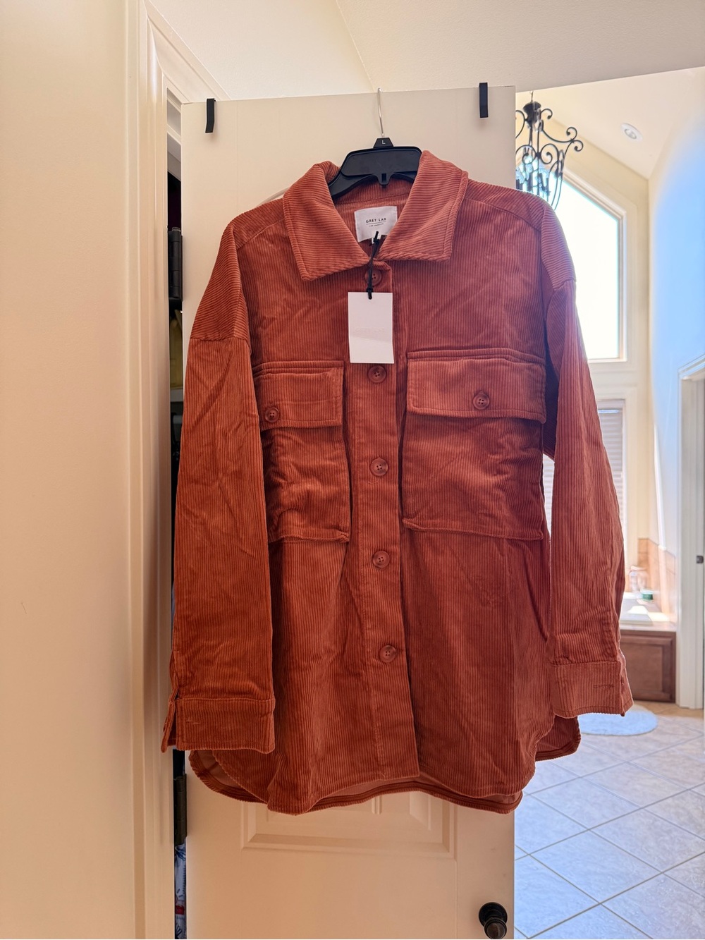 Grey Lab Retails $120 Corduroy Utility Jacket in Rust